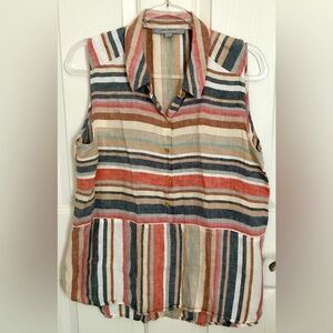 MARC NY Striped Linen Blouse
